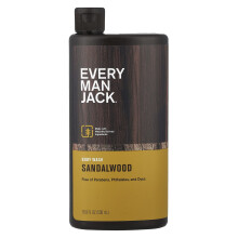 Every Man Jack, Lichaamsscrub en Douche Gel, Sandelhout, 16,9 fl oz (500 ml)