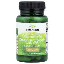 Swanson, Ultimate 16 Strain Probiotik mit FOS, 3,2 Milliarden CFU, 60 Veggie EMBO Kapseln AP