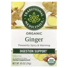 Traditional Medicinals, Gengibre Orgânico, Sem Café, 16 Sacos de Chá, 0.85 oz (24 g)