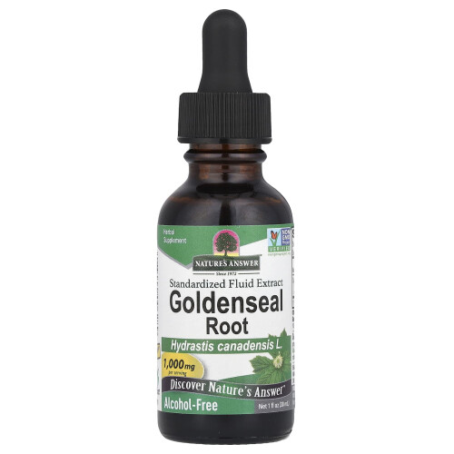 Nature's Answer, Ρίζα Goldenseal, Πρότυπο Fluid Έκχυμα, Χωρίς Αλκοόλ, 1,000 mg, 1 fl oz (30 ml)