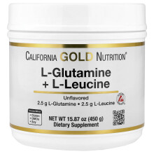 Super Nutrition, L-Glutamină + L-Leucină, Neîncărcat, 15.87 oz (450 g)