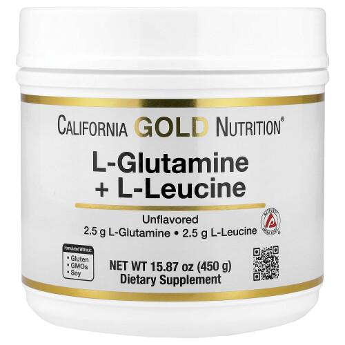 Super Nutrition, L-Γλουταμίνη + L-Λευκίνη, Ασυνέπεια, 15.87 oz (450 g)