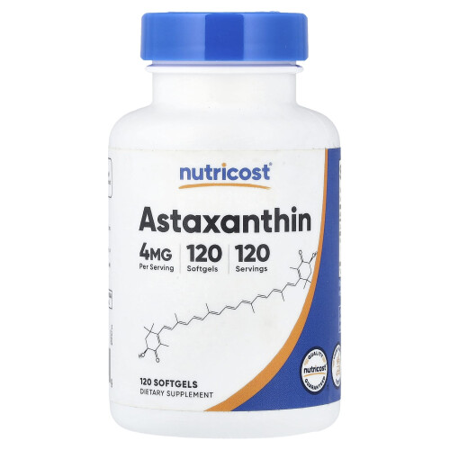 Nutricost, Astaxanthin, 4 mg, 120 Mykt Gel