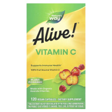 Nature's Way, Alive!, Vitamin C, 120 veganských kapslí (125 mg na Kapsulu)
