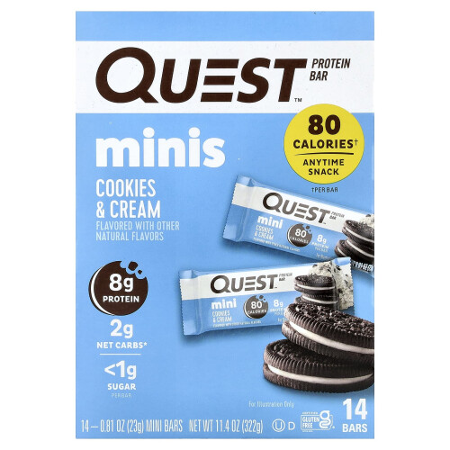 Quest Nutrition, Προτεϊνική Μπάρα, Μίνι, Κούκλες & Κρέμα, 14 Μπάρες, 0.81 oz (23 g) Κάθε