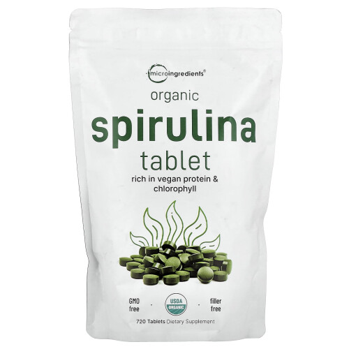 Tabletka Spirulina Organic Micro Ingredients, 720 tabletek