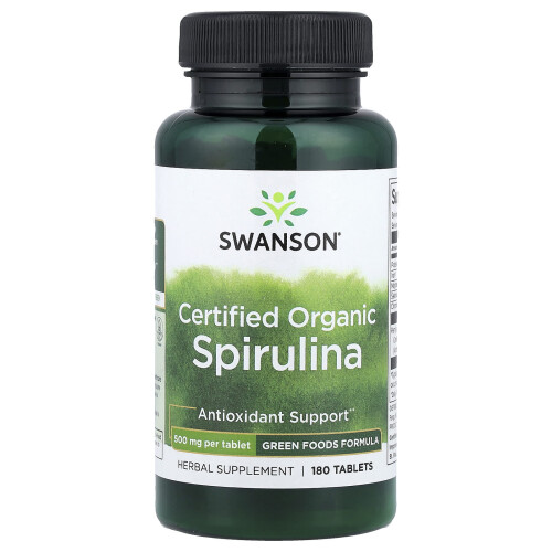 Swanson Πιστοποιημένη Οργανική Spirulina, 500 mg, 180 Φύλλα