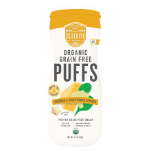 Serenity Kids, Granaatvrij Puffs, Cheddar & Cauliflower Spinach