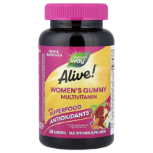 Nature's Way, Alive! Kvinnors gummi multivitamin, Blandad bär, 60 Gummies