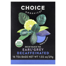 Choice Organic Teas, Decaf Zwarte Thee, Earl Grey, 16 Theezakjes, 1,02 oz (29 g)