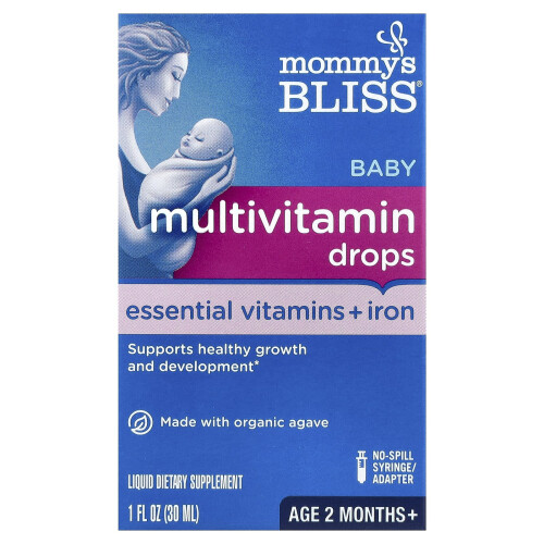 Mommy's Bliss, Βάφια Πολυβιταμίνη + Σίδηρος, Ηλικία 2 Μήνες+, Κεράσι, 1 fl oz ( 30 ml)