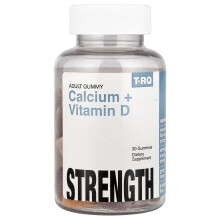 T-RQ, Gummy Adult, Calciu + Vitamina D, Struguri, Portocale, Cireșe, 30 Gummies