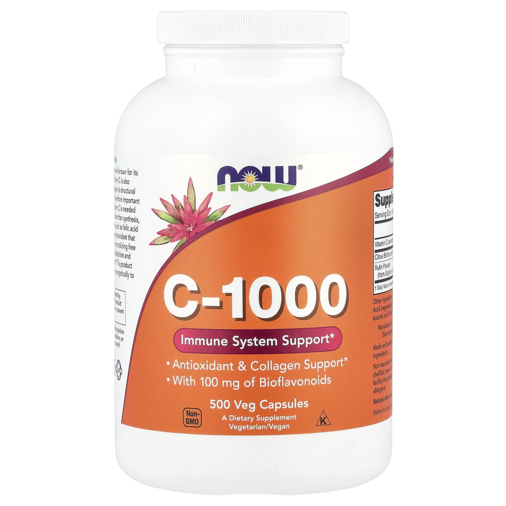 Now Foods (500 Veg Capsules) Now C-1000 Vitamin C Veg Caps - 1000 Mg With Citrus Bioflavonoids