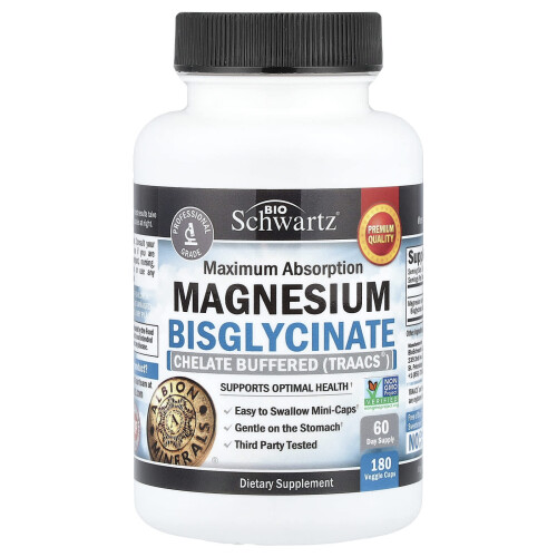 BioSchwartz, Maximum Absorption Magnesium Bisglycinate, 180 Φυτικά Φιαλίδια