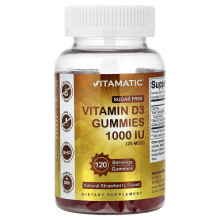 Vitamatic, Vitamin D3 Gumi, Természetes Egyéb, 1,000 IU (25 mcg), 120 Gumi