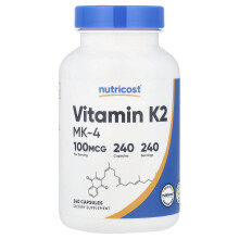 Nutricost, Vitamine K2, 100 mcg, 240 Capsules