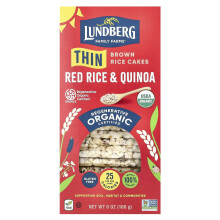 Lundberg, Organische Dunne Stackers, Geplette Graanbroodjes, Rood Rijst & Quinoa, Zoutvrij, 24 Graanbroodjes, 6 oz (168 g)