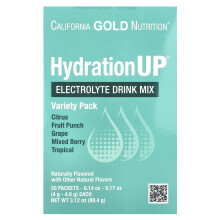 California Gold Nutrition, Idratazione UP, Mistura di Bevanda Elettrolitica, Pacchetto Varietà, 20 Pacchi, 0.15 oz (4.2 g) Ogni