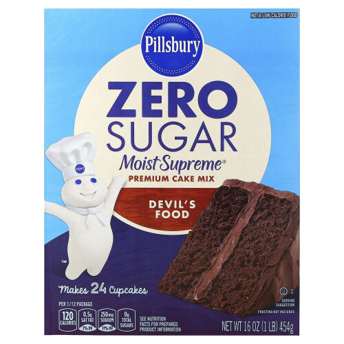 Pillsbury, Zero Sugar, Premium Cake Mix, Devil's Food, 16 oz (454 g)