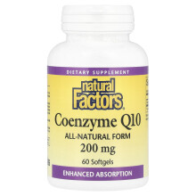 Natural Factors, Koenzym Q10, 200 mg, 60 měkkých kapslí