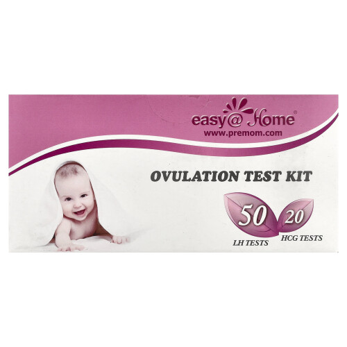 Easy@Home, Ovulation Test Kit, 50 LH Tests, 20 HCG Tests