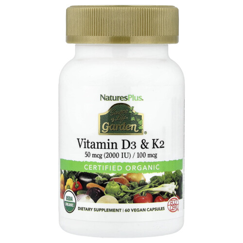 NaturesPlus, Életforrás kert, D3 és K2, 60 vegán kapszula