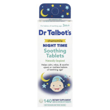 Dr. Talbot's, Tabletki Sojujące Nocne z Kompresem Chamomili, 3 m+, 140 Tabletek