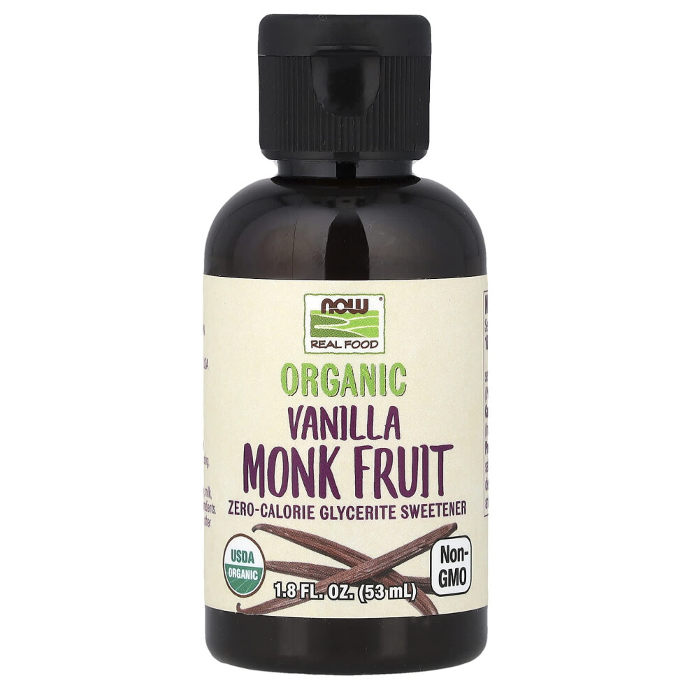 Now Foods , Real Food, Organic Monk Fruit, Liquid Sweetener, Vanilla, 1.8 Fl Oz (53 Ml)