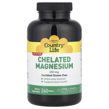 Country Life, Kovalenc Magnezium, 250 mg, 240 Tablett
