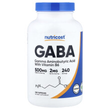 Nutricost, GABA With Vitamin B6, 500 mg, 240 Capsules