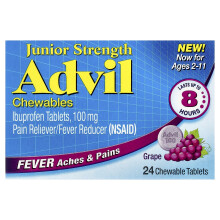 Advil Junior, ibuprofen tabletter, 2-11 år, grape, 100 mg, 24 smakbara tabletter