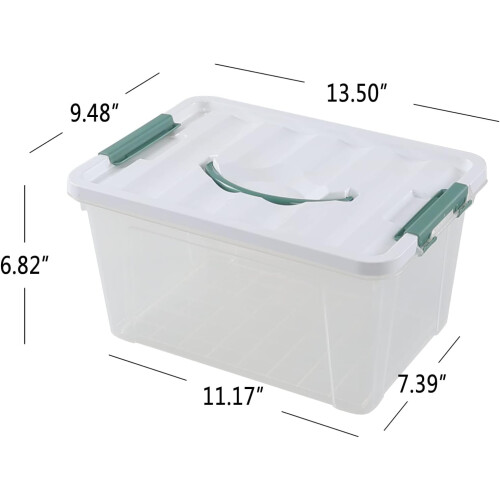 14 Qt Clear Plastic Storage Box with Latch Lid and Handle 2
