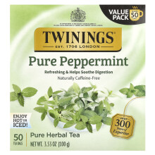 Twinings, Bylinný Čaj, Čistý Peppermint, Bez Kofeínu, 50 Čajových Válecov, 3,53 oz (100 g)
