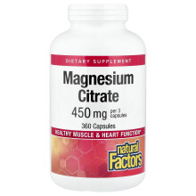 Natural Factors, Magnézium-citrát, 150 mg, 360 kapszula
