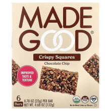 MadeGood, Quadrados Crocantes, Chip de Chocolate, 6 Barras, 0.78 oz (22 g) Cada