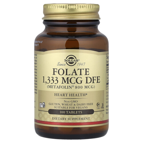 Solgar Solgar, Fólico, 1,333 mcg DFE, 100 Comprimidos