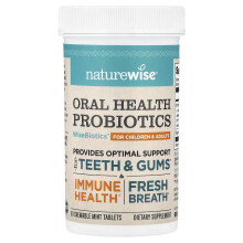 NatureWise, Oral Health Probiotics, For Children and Adults, Mint, 50 Chewable Tabletter