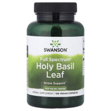 Swanson, Helig basilikablad, Fullspektrum, 400 mg, 120 kapslar