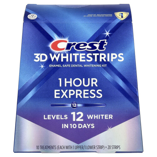 Crest Crest, 3D Whitestrips, Δοντιέρα Λευκότητα Κट, 1 Ωρα Express, 20 Στιβς