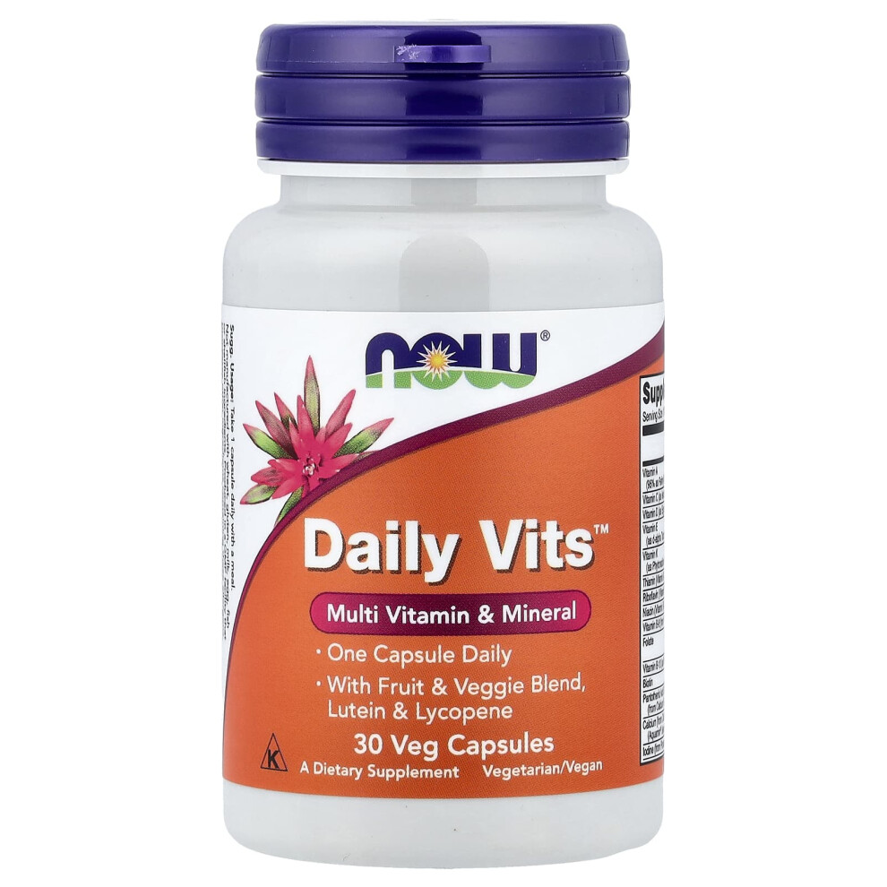 Now Foods (30 Veg Capsules) Now Daily Vits Multivitamin & Mineral With Lutein & Lycopene Veg Capsule