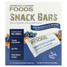 California Gold Nutrition, Alimentos, Biscoitos Granola de Mirtilo Selvagem e Amendoim, 12 Biscoitos, 1,4 oz (40 g) Cada
