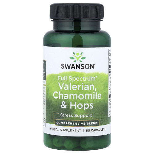 Swanson, Full Spectrum Valerian, Chamomile & Hops, 60 Capsules
