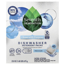 Detersivo per Lavastoviglie Power+ di Seventh Generation, Free & Clear, 45 Pacchi, 23.8 oz (675 g)