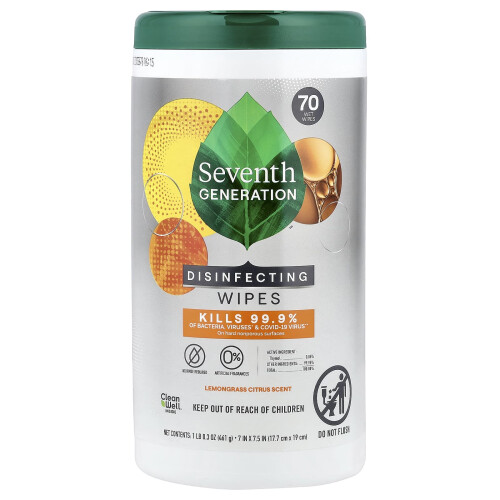 Seventh Generation, Απολυμαντικά Ρούλες, Λεμονόκερδος Σίταρος, 70 Υγρές Ρούλες, 1 lb 0.3 oz (461 g)