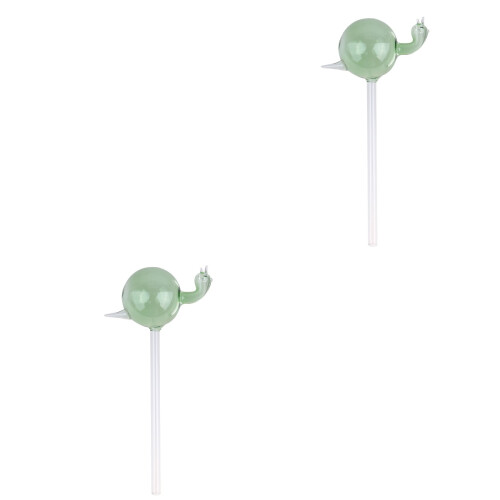 2Pcs Glass Self Watering Plant Devices Green Automatic Waterers 2
