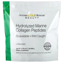 California Gold Nutrition, Colágeno Marinho Hidrolisado Peptídeos, Inflavorecido, 17,64 oz (500 g)