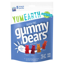 YumEarth, Gluten Free Gummy Bears, Strawberry, Cherry, Mango, Peach, 5 Snack Packs, 0,7 oz (19,8 g) Each
