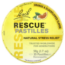Bach, Rescue Pastiller, Naturlig Stresslindring, Apelsin & Äppelblom, 35 Pastiller, 1.7 oz (50 g)