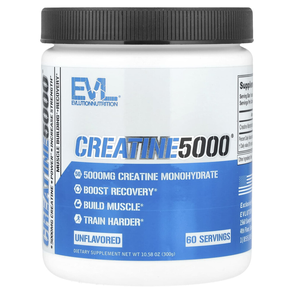 Evlution Nutrition , Creatine5000, Unflavored, 10.58 Oz (300 G)