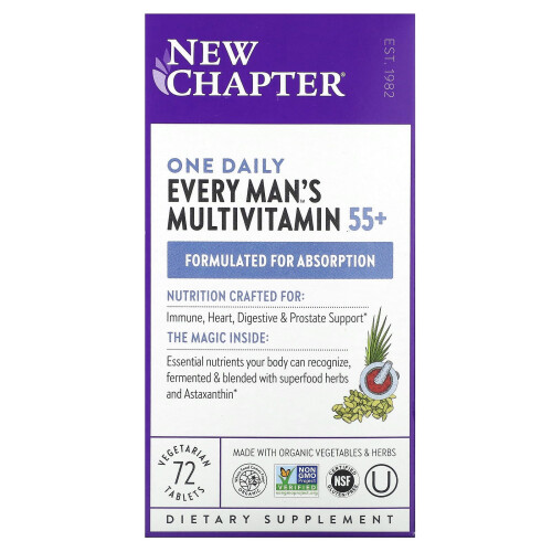 New Chapter, Every Man's One Daily 55+ Πολυβιταμίνη, 72 Βιολογικά Φιαλίδια